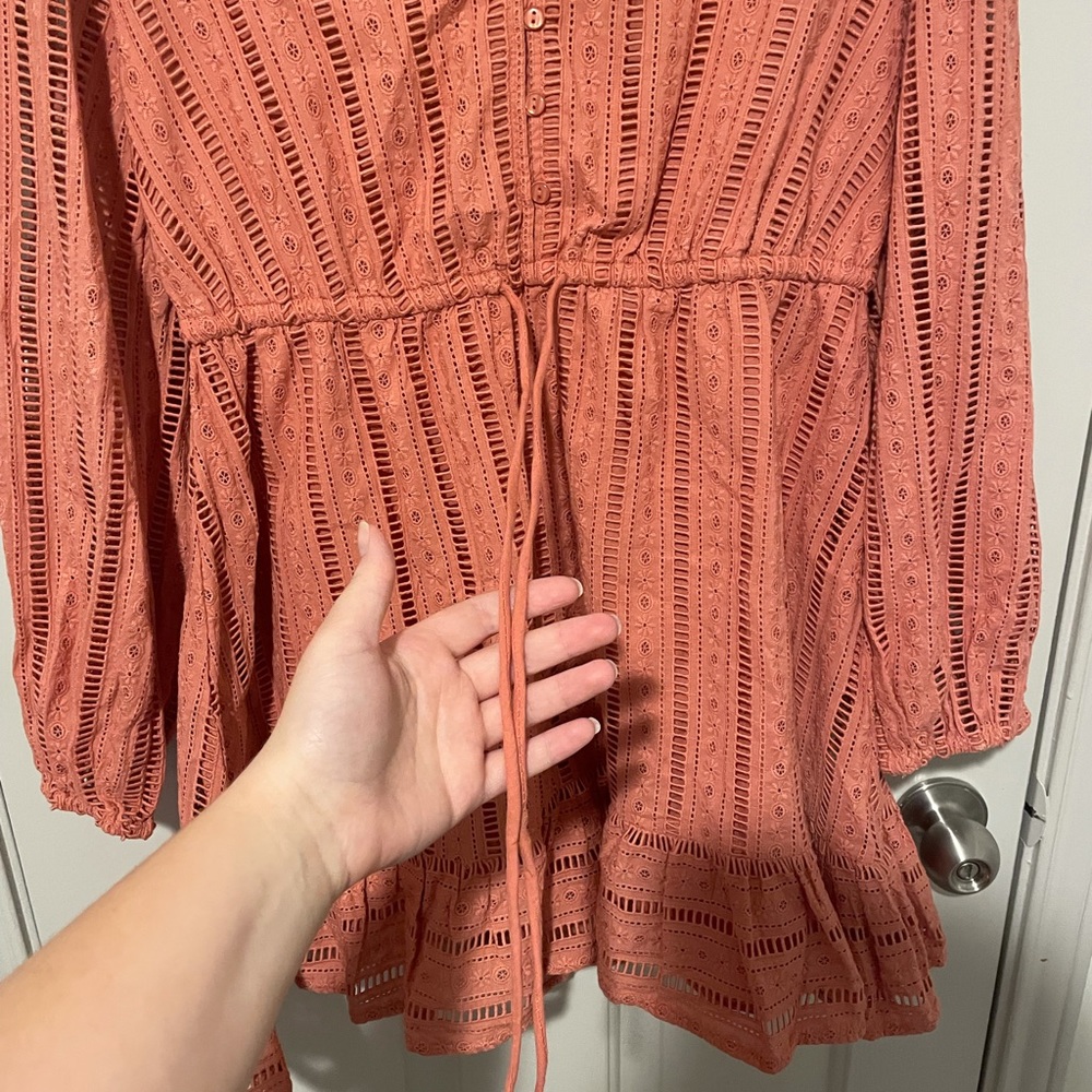 NWOT Anthropologie Forever That Girl Pink Eyelet Mini Dress in Pink - Picture 3 of 12